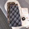 Women's Retro Plaid Wool Midi Skirt - High Waist, Slimming, A-Line, with Slit for Autumn/Winter