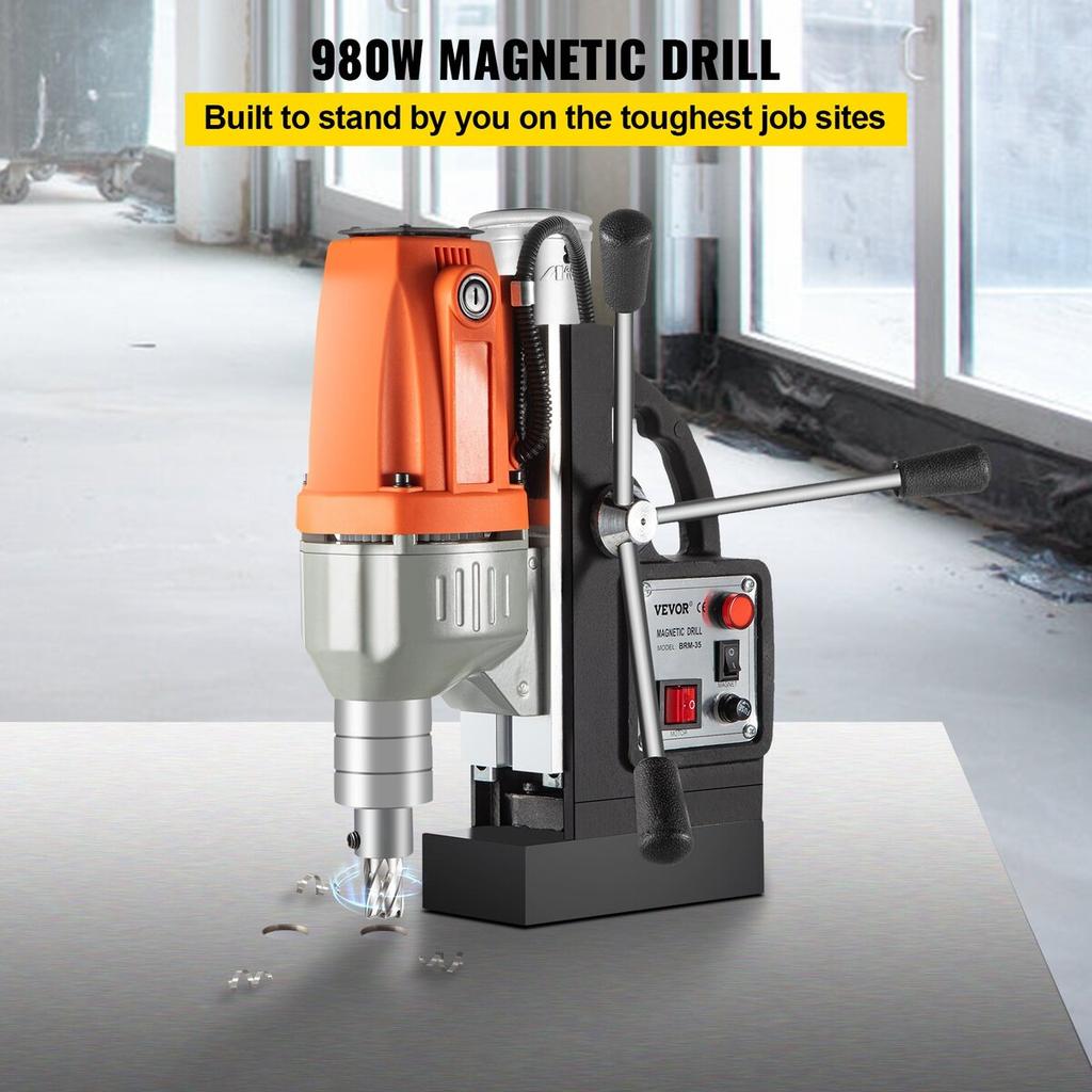 Magnetic Drill 220V-240V Magnetic Drilling Machine 980W, Metal Drill Press High Power 680 Rpm, Multi-Function Metal Drill Press 35MM Core Drilling