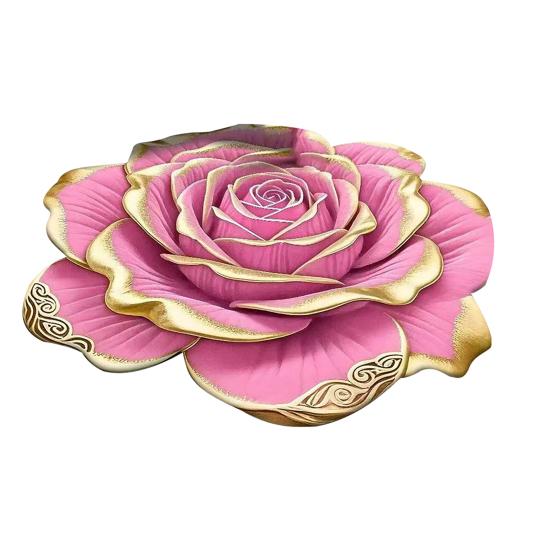 Floral Plush Floor Mat 3D Visual Flower Shaped Bath Mat Non-Slip Absorbent Floor Rugs for Bedroom Kitchen Bathroom Sofa Coffee Table