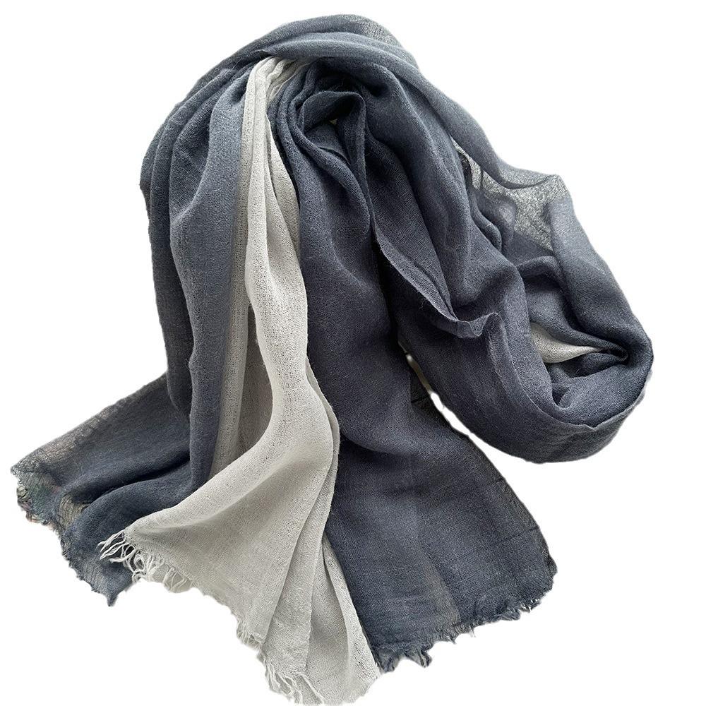 Wool scarf new solid color handmade hanging dye women's gradual change of color soft high-end silk scarf travel photography with shawl