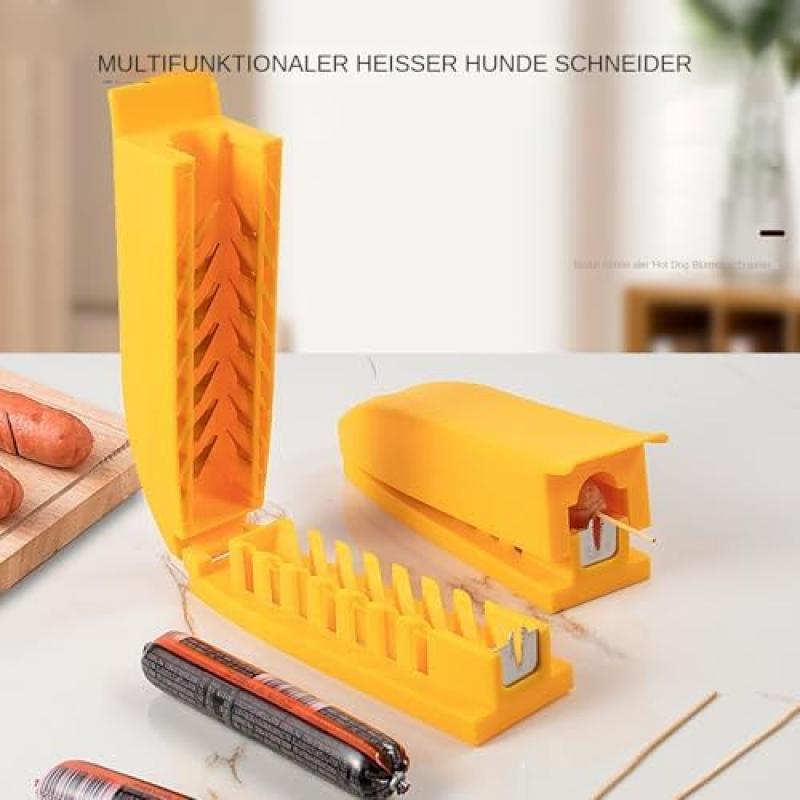 German Made Manual Sausage Slicer, Multi-Purpose Food Cutter for Hot Dogs, Bananas, Cucumbers, Kitchen & Indoor Grilling Picnic Essential