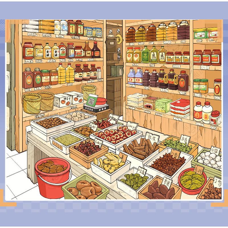 Children DIY Cartoon Scene Stickers Mini Supermarket Shelf Stickers Photo Album 3D Scene Manual Stickers Children's Gifts