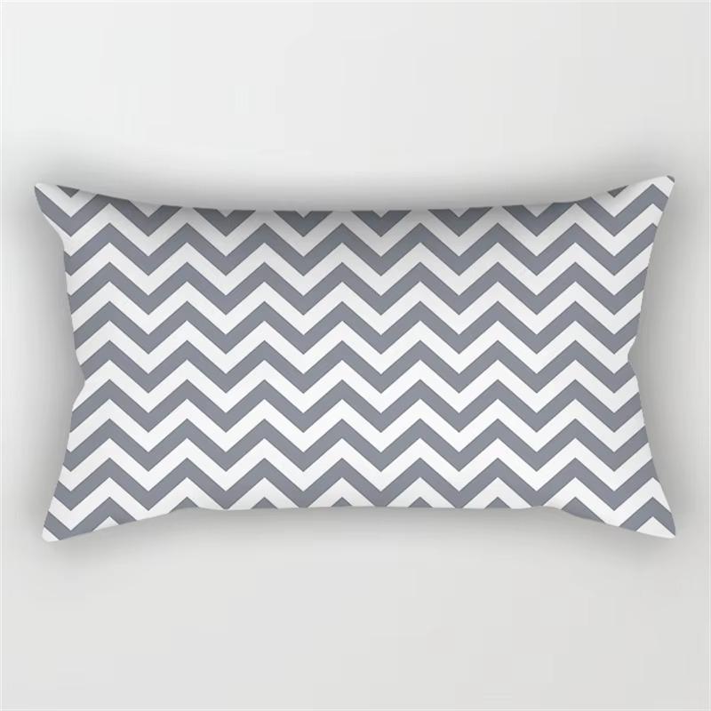 Patchwork Grey Geometric Pattern Print Decoration Bedroom Living Room Office Waist Support Home Rectangular Pillowcase