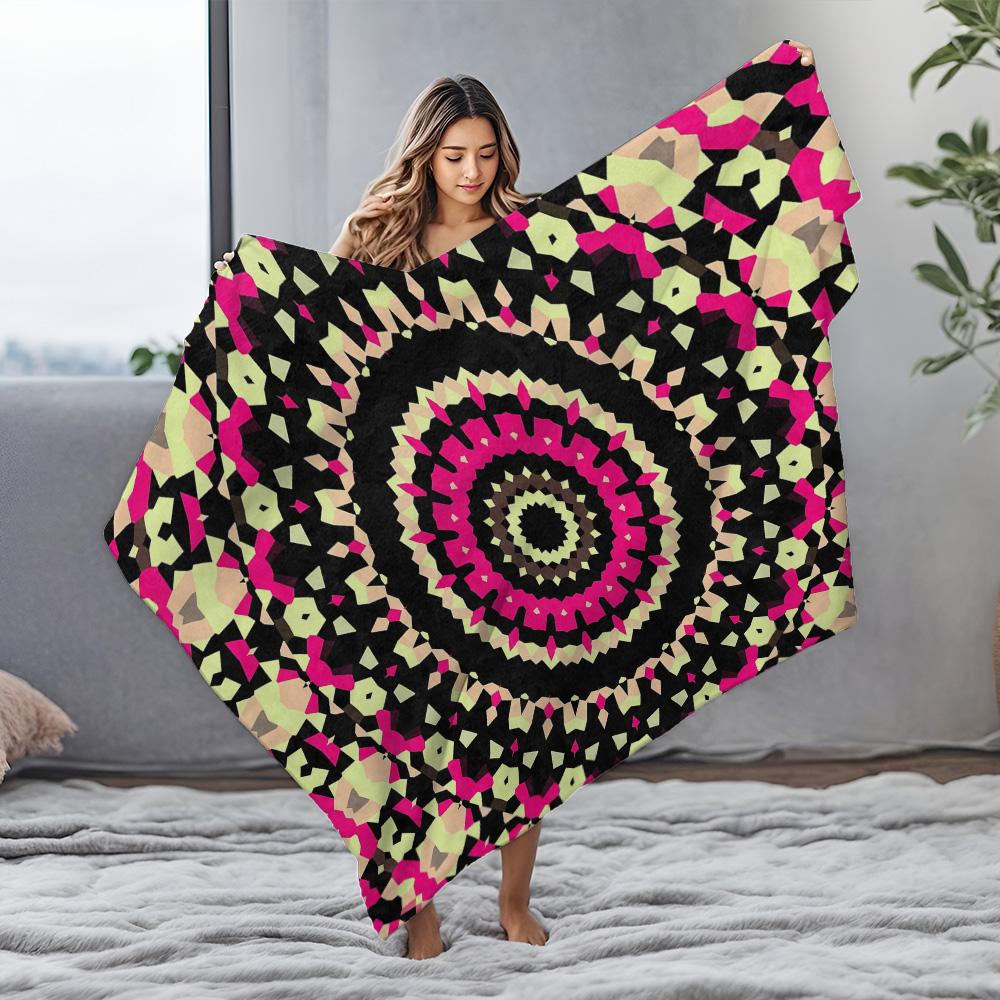 Colorful Geometric Pattern Throw Blanket Sofa Bed Cover Decorative Bedspread for Living Room Bedroom