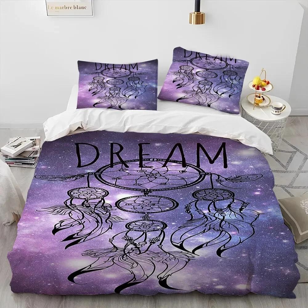 Fashion Dreamcatcher Feather Owl Comforter Bedding Set,Duvet Cover Bed Set Quilt Cover Pillowcase,King Queen Size Bedding Set
