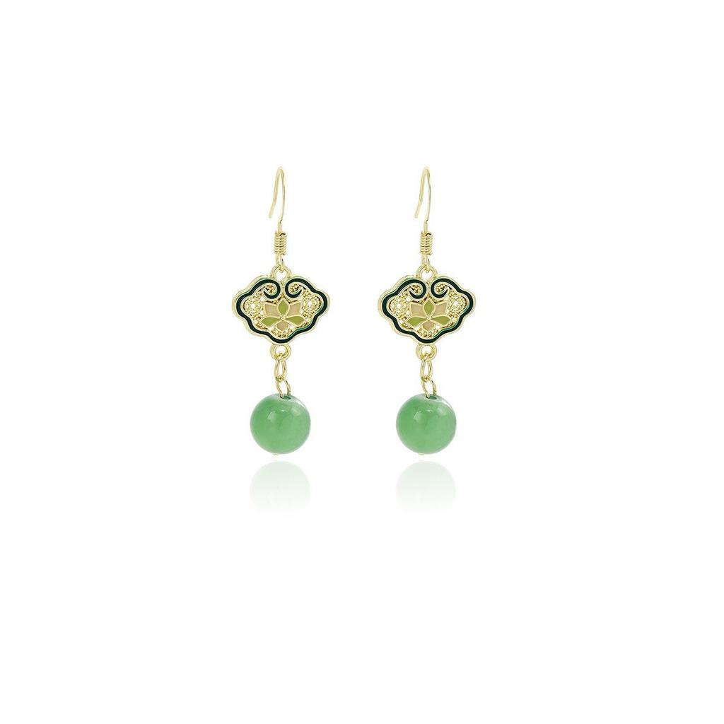 New Chinese Flower Water Drop Pearl Stud Earrings Light Luxury Chinese Style Temperament Earrings Versatile High Sense National Tide Earrings Women