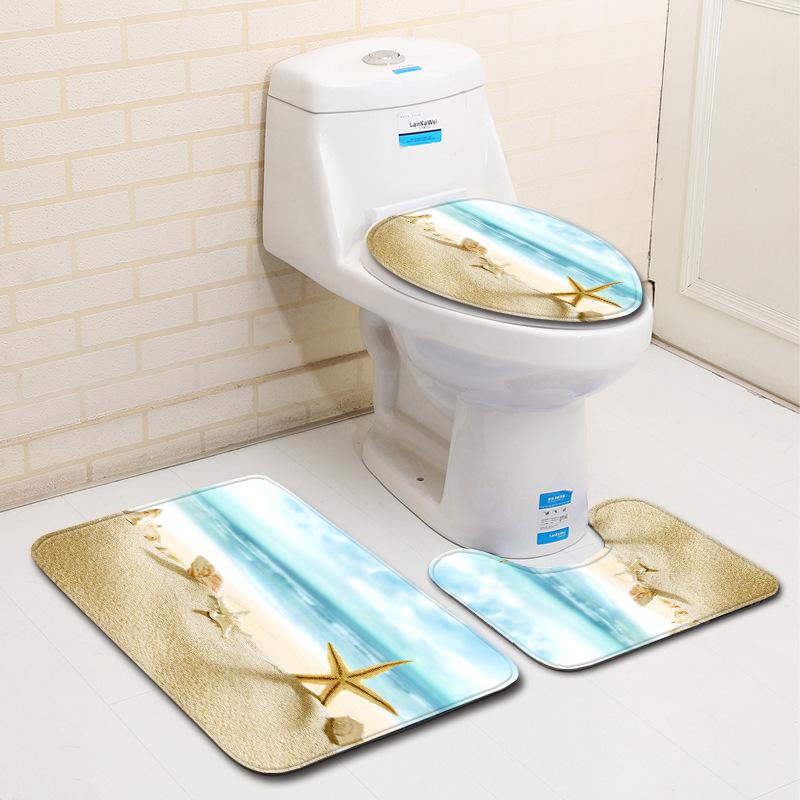Beach Bathroom Three-Piece Floor Mat Doormat Bathroom Carpet