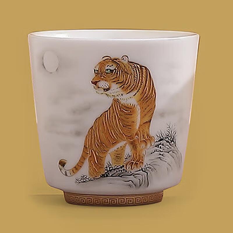 Auspicious Tiger Crystal Porcelain Master Tea Cup