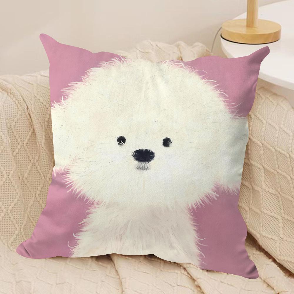 Cute oil painting dog Cushion Cover Soft Plush Fabric DoubleSided Printed Cushion Covers for All Seasons Modern Home Decor