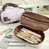 1PC Vintage Handheld Pen Bag Love Polka Dot Pencil Case Large Capacity Student Stationery Bag