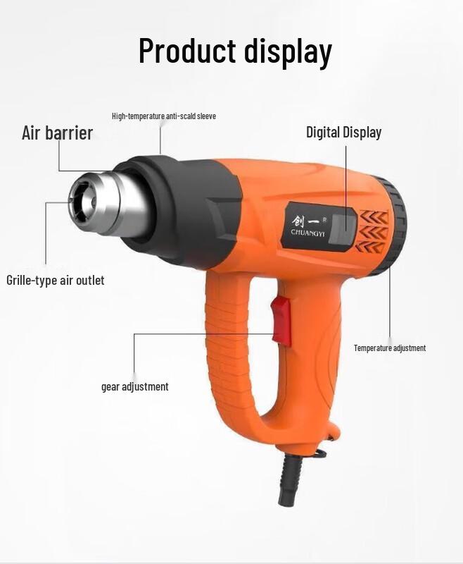Industrial Handheld Heat Gun with Digital Temperature Control CN Plug (adapter Included)