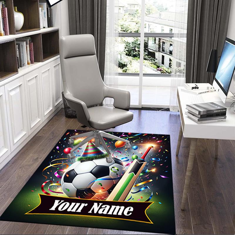 1PC Custom Name "Party Celebration Sports" Theme Floor Mat Ideal for Living Room, Game Rooms, Office, Bedroom,Floor Mat Playful Design