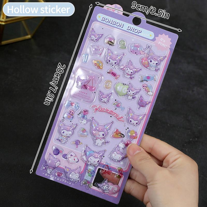 Sanrio Cartoon Sticker Hello Kitty Kuromi My Melody Aesthetic Sticker Cinnamoroll DIY Scrapbook Bonbon Drop Decal Party Favor