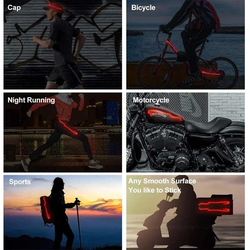 Motorcycle Helmet LED Warning Lights Night Riding Helmet Motor Cold Light Strip EL Waterproof Sticker Motorcycle Accessories