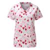 Uniforms Women Medical Elegant Heart Print Obstetrics Medico Top Fashion V-Neck Short Sleeve with Pocket Clinical Uniforms Woman