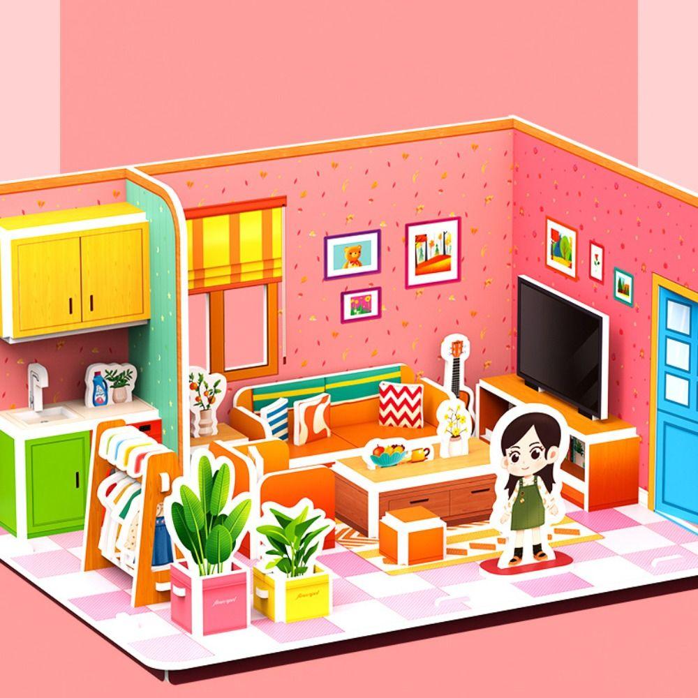 Handmade Handmade Puzzle DIY Room Paper Paper Puzzle Toys Cartoon 3D Puzzle  Kindergarten Gift