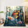 Butterfly and Flowers Illustration Flannel blanket for bedroom living room sofa and nap