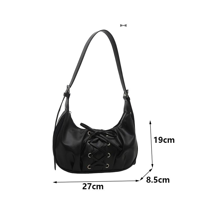 Hot Y2K Solid Color Underarm Hobo Bags for Women Casual Style PU Leather Design Ladies Bow Handbag Adjustable Strap Shoulder Crossbody Bag