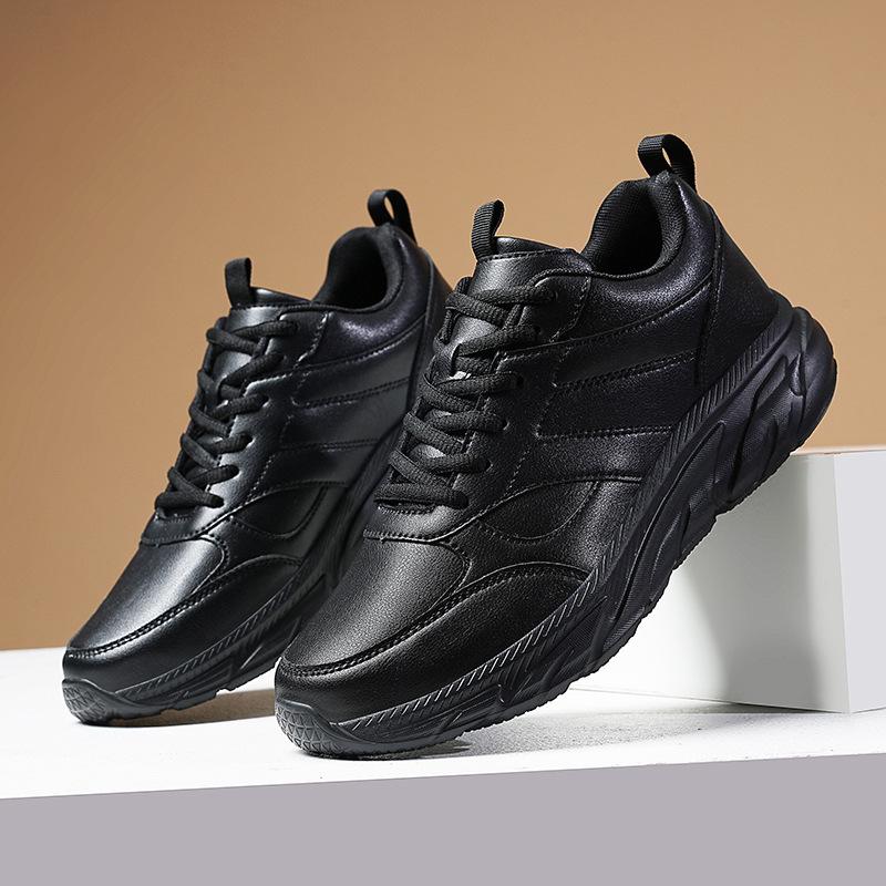 

Black sports men s shoes autumn and winter new velvet cotton trendy leather surface waterproof and non-slip walking shoes men s casual shoes 48