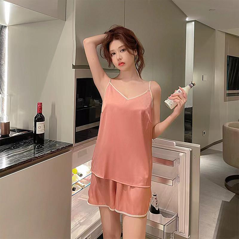 Luxury Women's Summer Satin V-neck Camisole Shorts Pajama Set