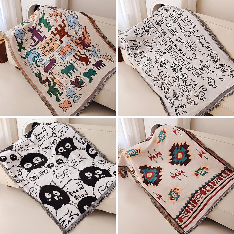 American Graffiti Cartoon Tapestry: Decorative Throw Blanket for Sofa or Office