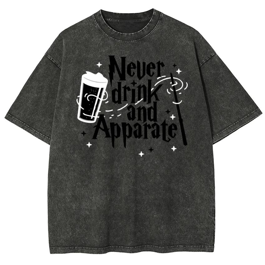 Fashion Colorful Old Vintage Washed Denim Short-sleeved T-shirt Casual Pattern Letter Print Loose Tops