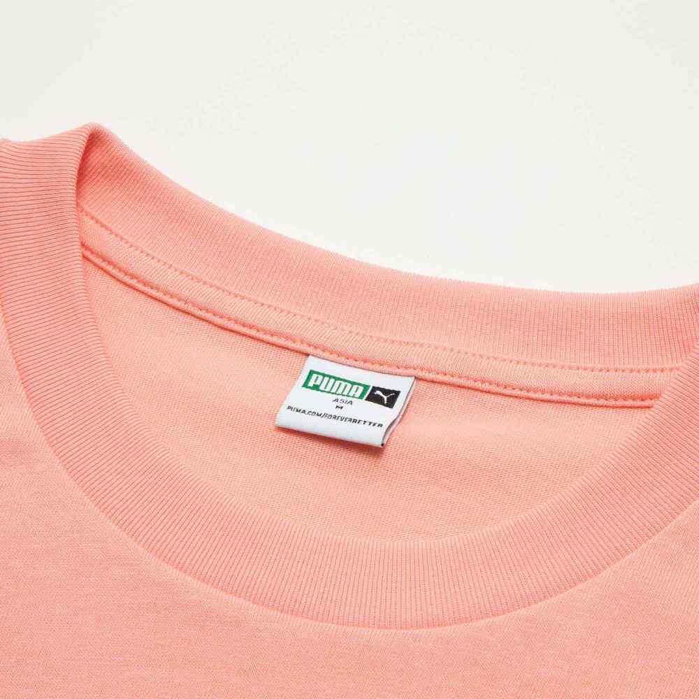 Puma Team Tee Letter Embroidery Round Neck Short Sleeve T-Shirt Women Tops Peach-Pink 624706-63