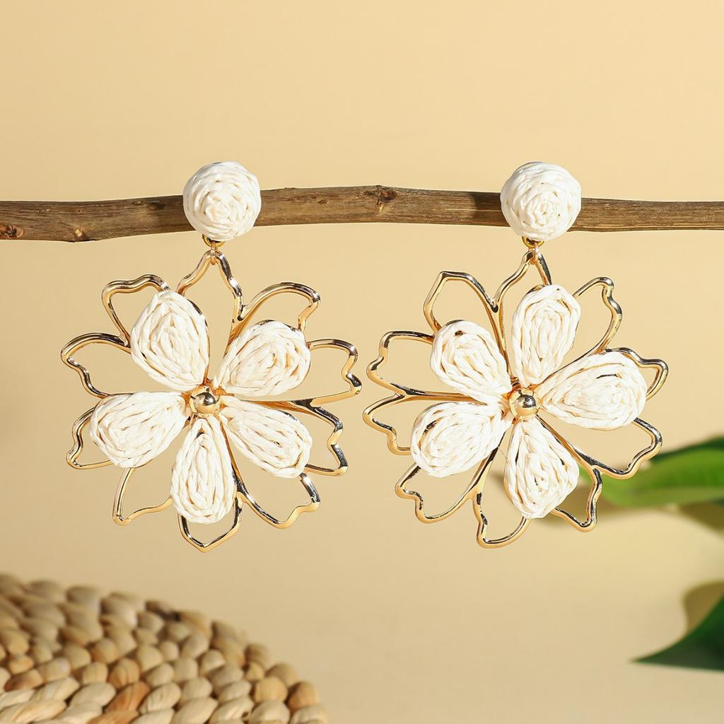 Weaving Flower Earrings For Women, Niche Flower Petals Bohemian Vacation Style Jewelry Gift