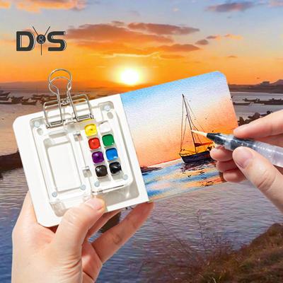 Mini Watercolor Paint Box Pocket Artist Travel Set Versatile Color Palette Portable Plastic Drawing Book