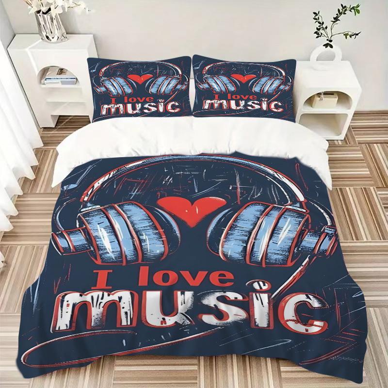 3pcs Music Lover Duvet Cover Set, Soft Comfortable Duvet Cover,Guest Room (1*Duvet Cover + 2*Pillowcase, Without Core) yy251104099