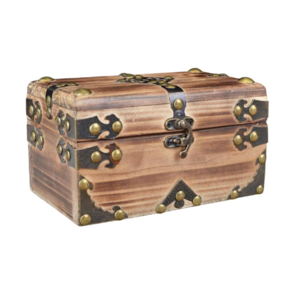 Vintage Style Wooden Treasure Chest Sundries Case for Necklace Ring Bracelet