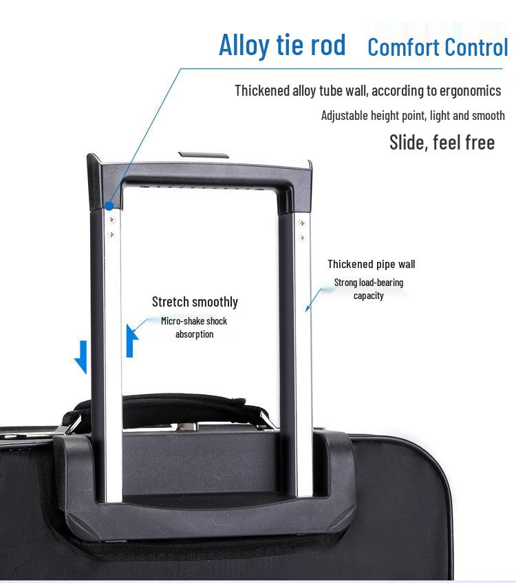 Large Capacity Rolling Suitcase with Universal Wheels, Combination Lock, Leather & Oxford Cloth Travel Bag for Men & Women