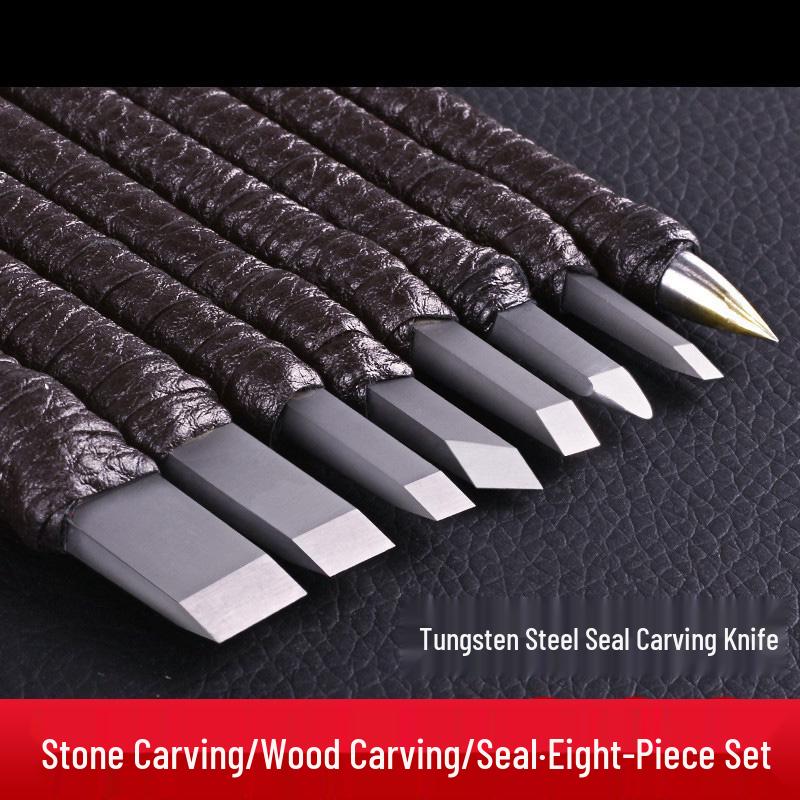 Handmade Wood & Stone Carving Tool Set for Beginners - Tungsten Steel Engraving Knives
