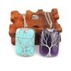 TikTok Live Natural Crystal Agate Tree of Life Pendant Necklace N510