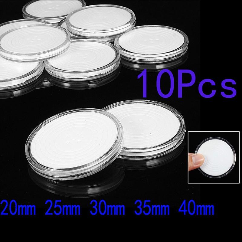 PS Round Coin Capsule Container Case Storage Box Holder For 20 ~ 40mm 5*5*0.5cm