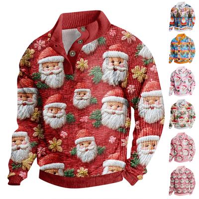 Men's Christmas Print Corduroy Button-Down Shirt