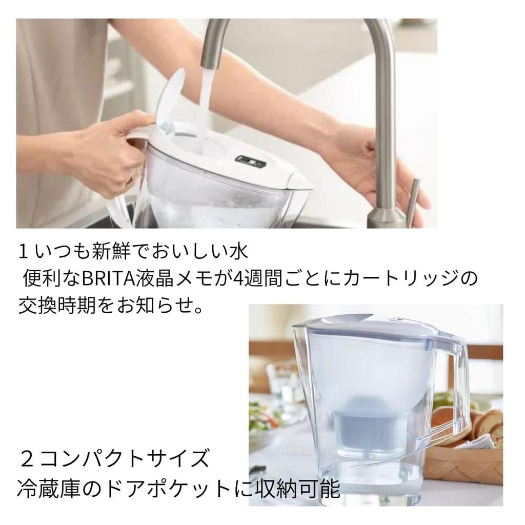 Brita pot type water purifier Aruna capacity with 4 cartridges Filtered water capacity LCD memo per day for 4 Model KBALCW4M Clean taste Size Depth