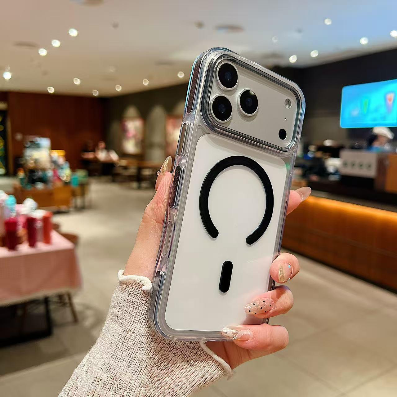 

Compatible with Apple iPhone 17 Pro Max/16/15/14/13 Magnetic Ring HD Transparent Hard Case iPhone 17 Pro Max