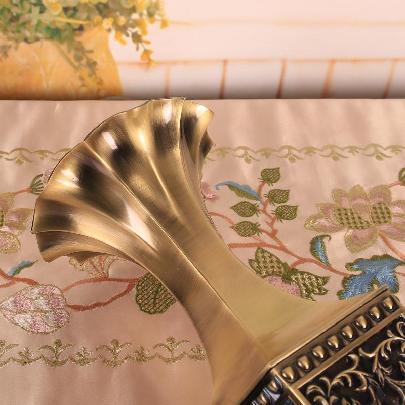 European Retro Hexagonal Vase Ornament Art Relief Vase Handicraft Home Living Room Decoration