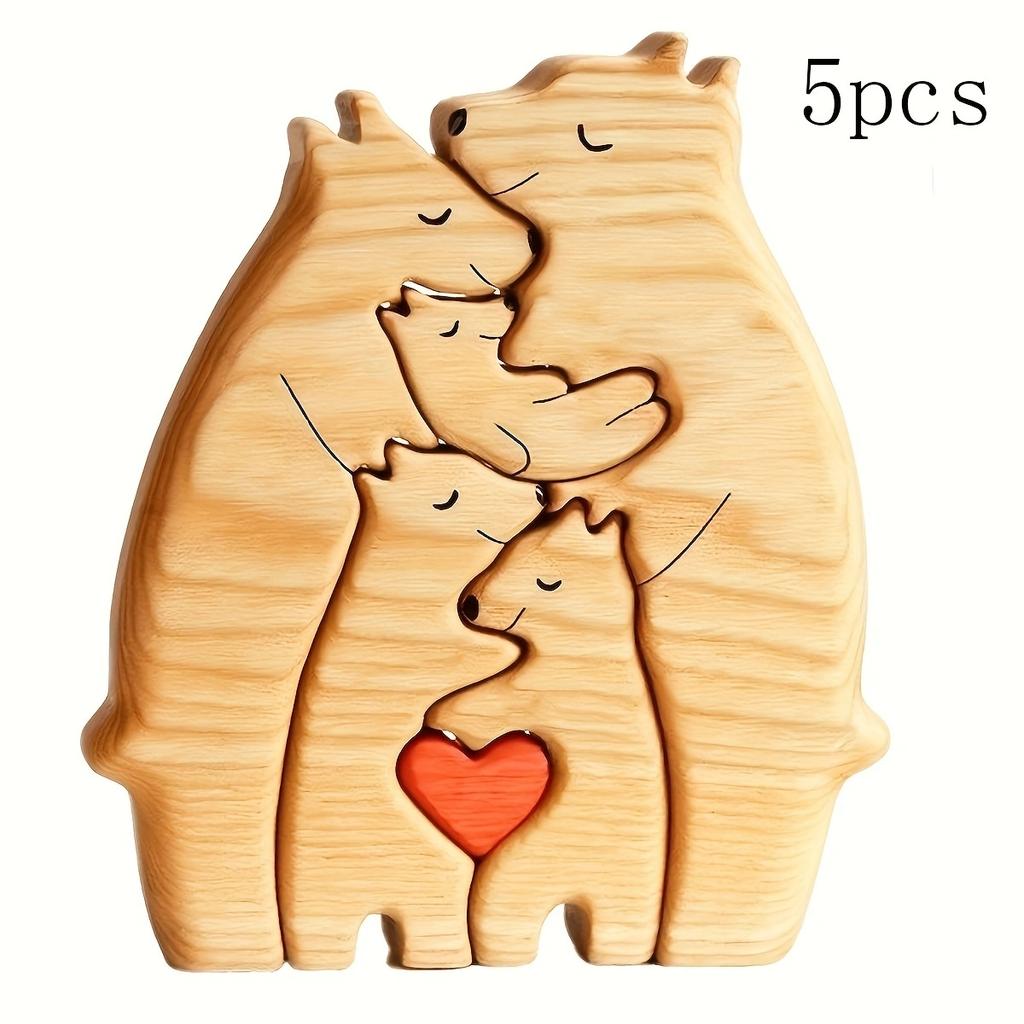 Hugging Bear Family Wooden Puzzle Christmas Birthday Gift Cute Bear Family Theme Art Home Desktop Decoration Family Gift