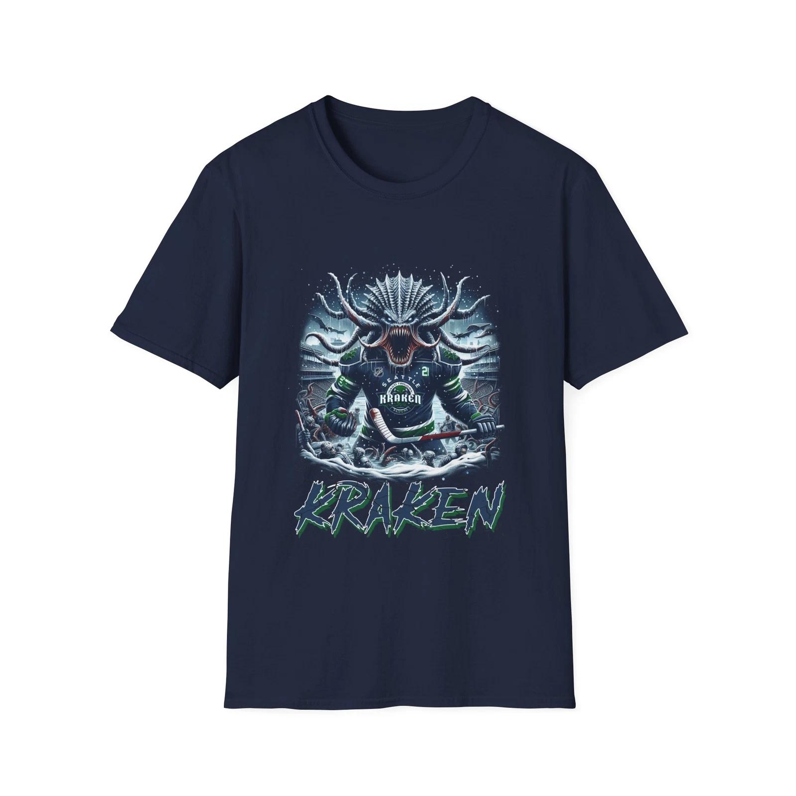 Men s and Women s T-shirts Unleash the Depths - Seattle Kraken Horror Mashup T-Shirt XS