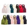 Women's Halter Sleeveless Crop Top Slim Fit Mature Elegant Solid Satin Camisole Top