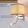 European LED Wall Lamp with USB: Dimmable Fabric Bedside Light for Bedrooms