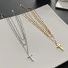 Three Layer Non Fading Titanium Steel Cross Clavicle Necklace For Women Fashion Jewelry