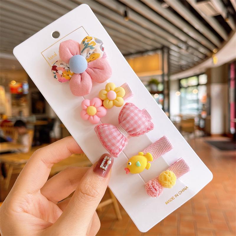 Pink 50-Piece Cute Hair Clip Set: Sweet Girly Japanese Cartoon Bangs Accessories