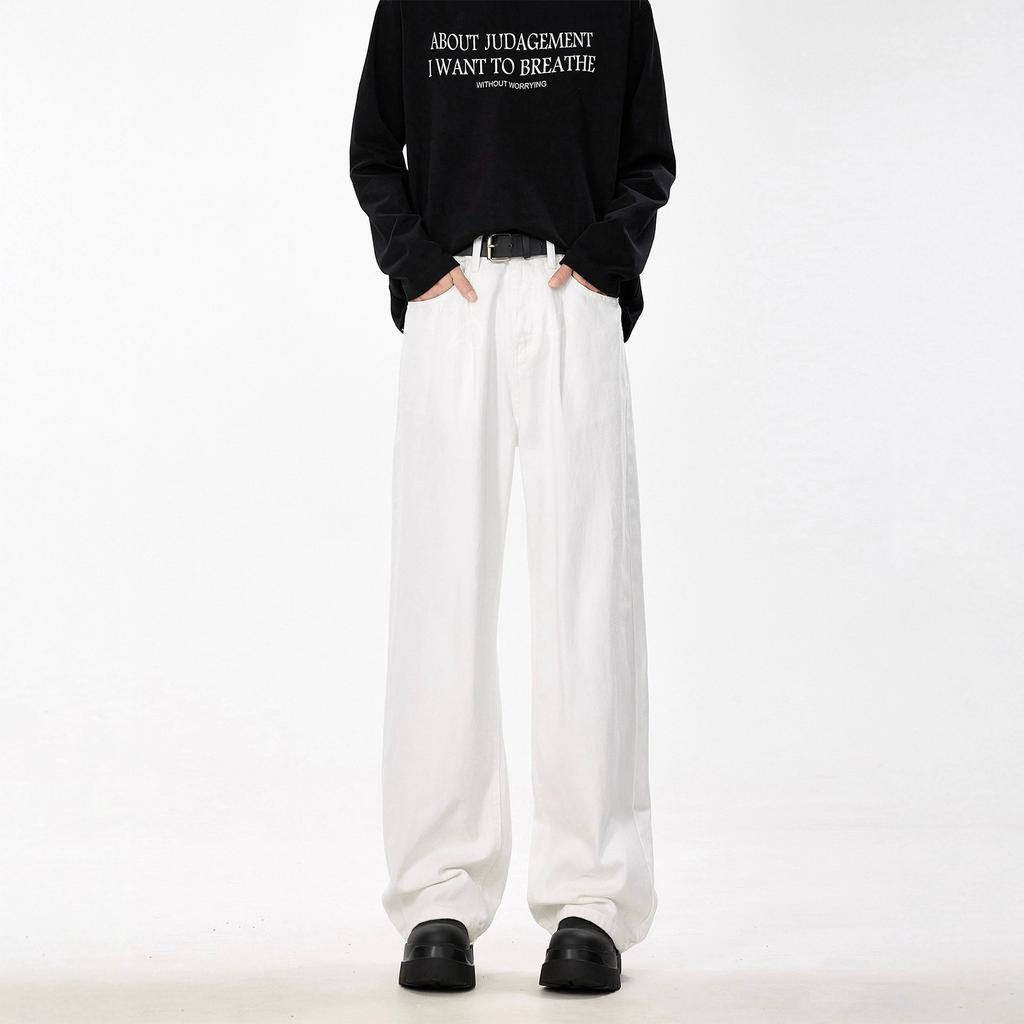 JYL Men's Wide-Leg Jeans American Vintage Niche Wasteland Slim Cleanfit Denim Pants