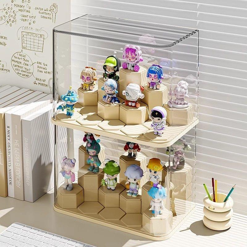 2026 Blind Box Display Stand, Block Toy Display Organizer Modular DIY Transparent Dustproof Acrylic Block Display Cabinet