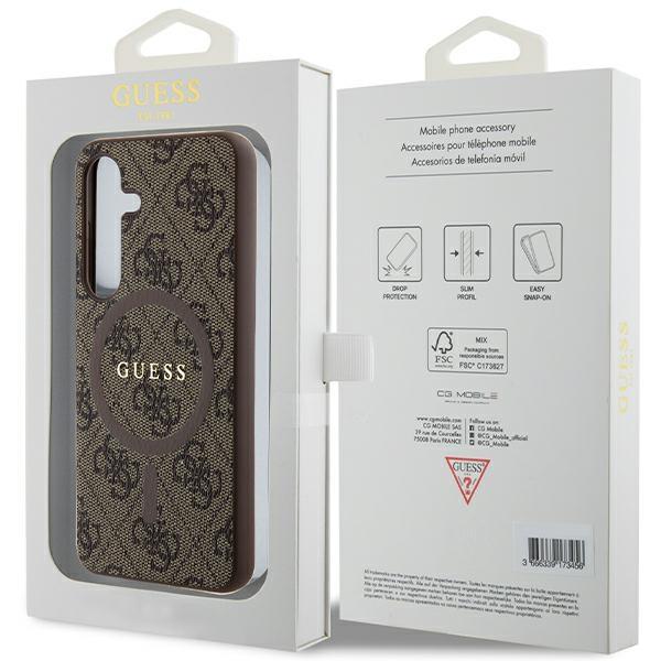 Guess Guhms24Sg4Gfrw S24 S921 Brązowy/Brown Hardcase 4G Collection Leather Metal Logo Magsafe