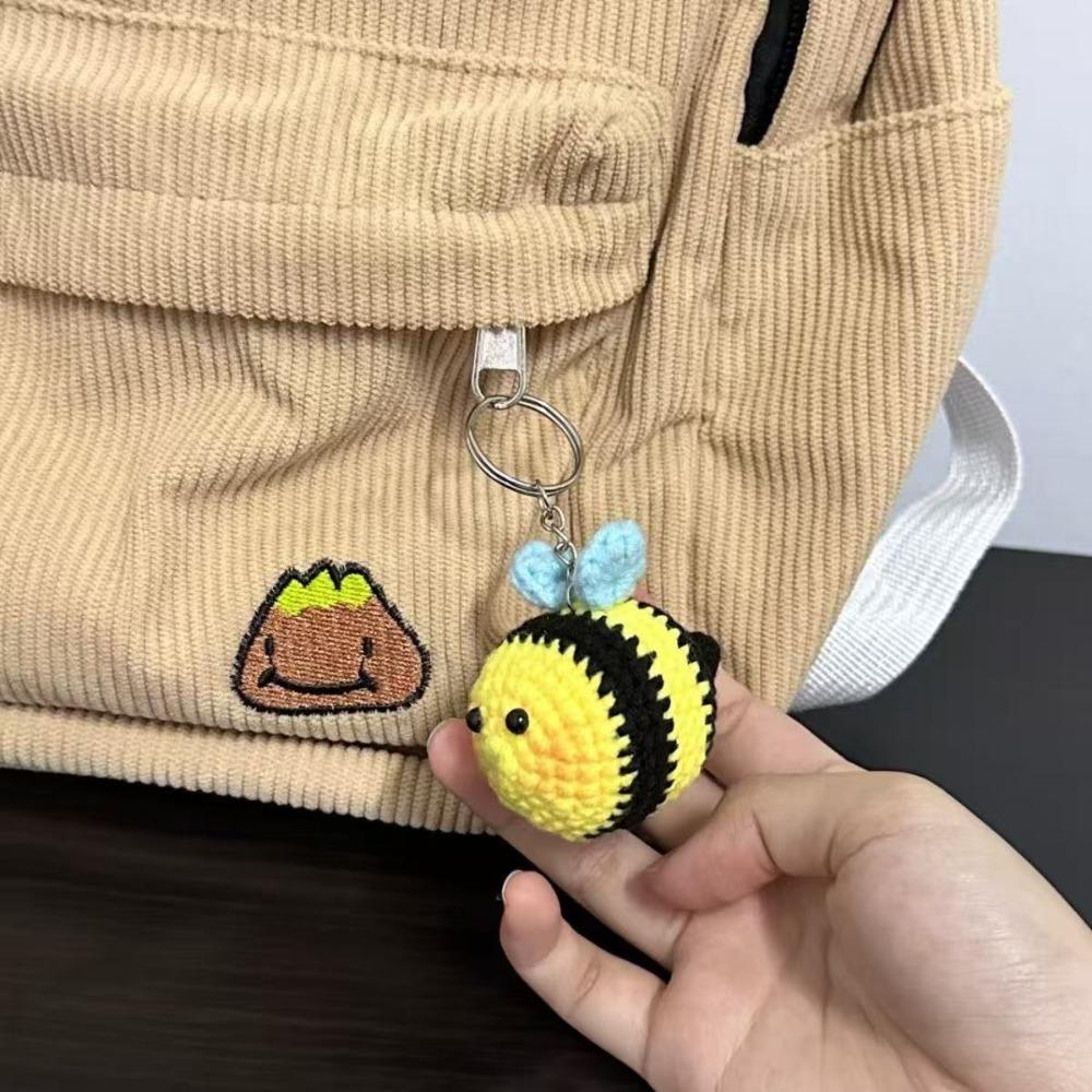 Handmaking Crochet Keychains Cute Wool Knitting Insect Cartoon Bees Pendants Animal Doll
