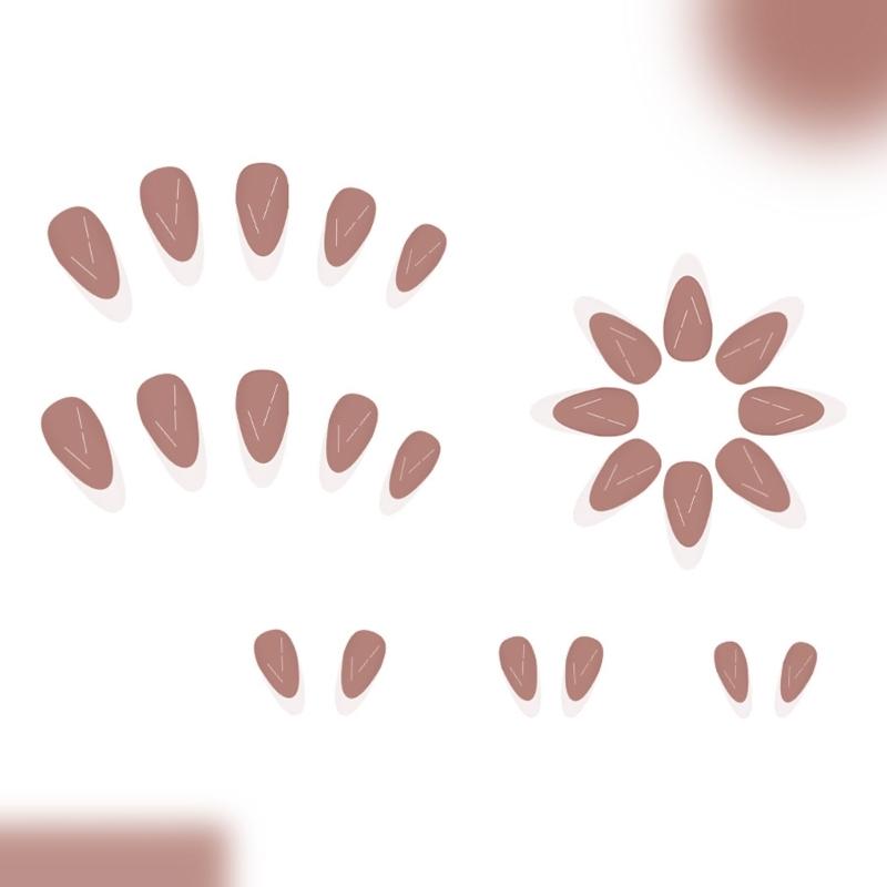 Gradient Press on Nail Almond Fake Nail Glossy Stick on Acrylic Nail Natural Omber Glues  on False Nail for Women Girls